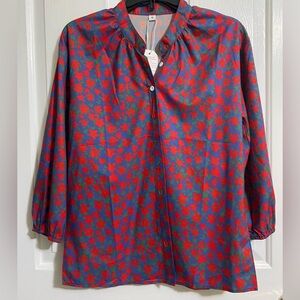 Red and Blue Floral Blouse
